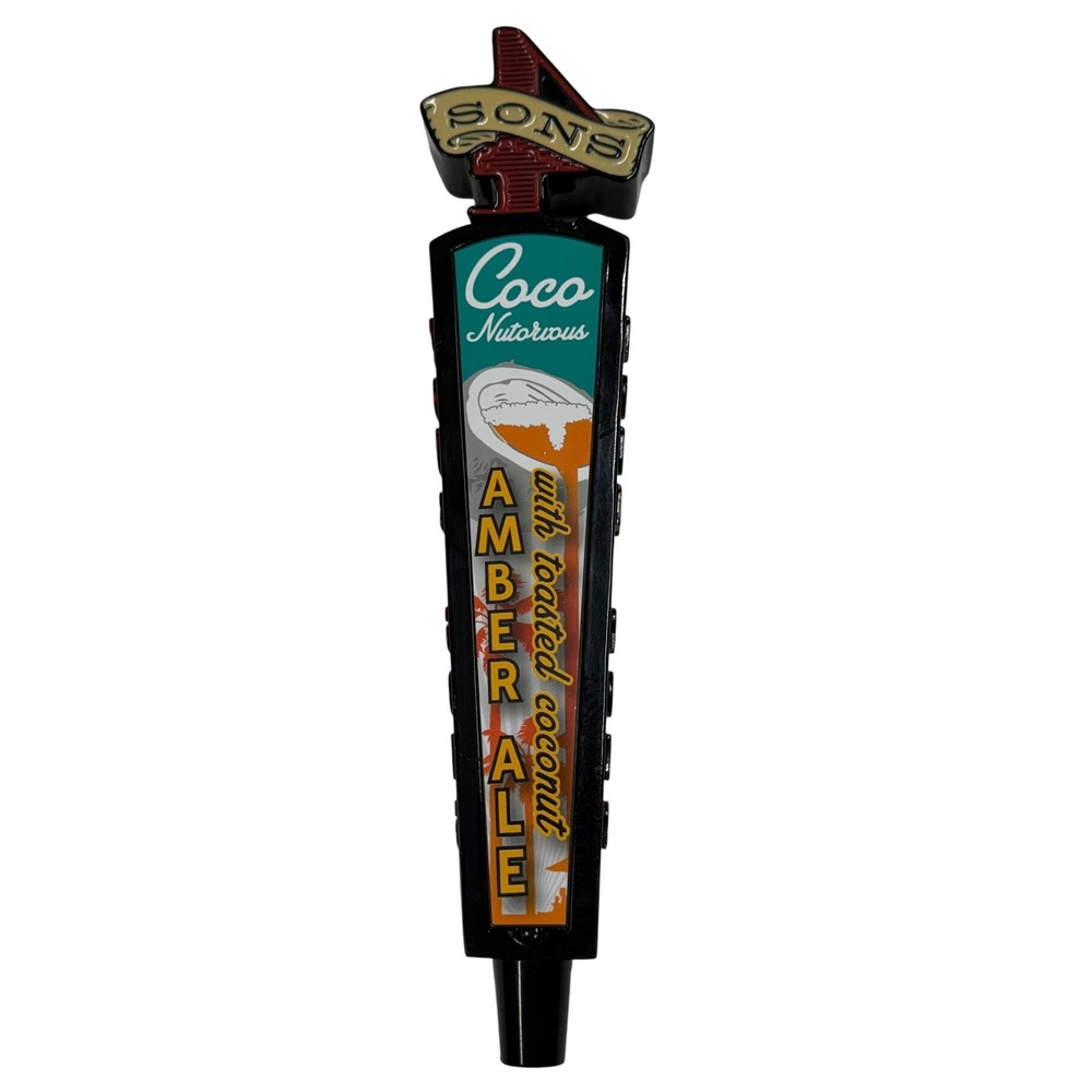 4 Sons Brewing Coco Nutorious Amber Ale Beer Tap Handle